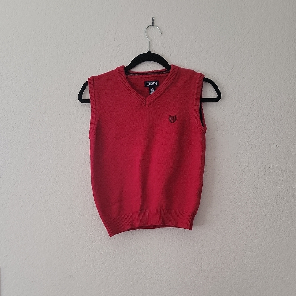 Chaps Boys V-Neck Red Sweater Vest